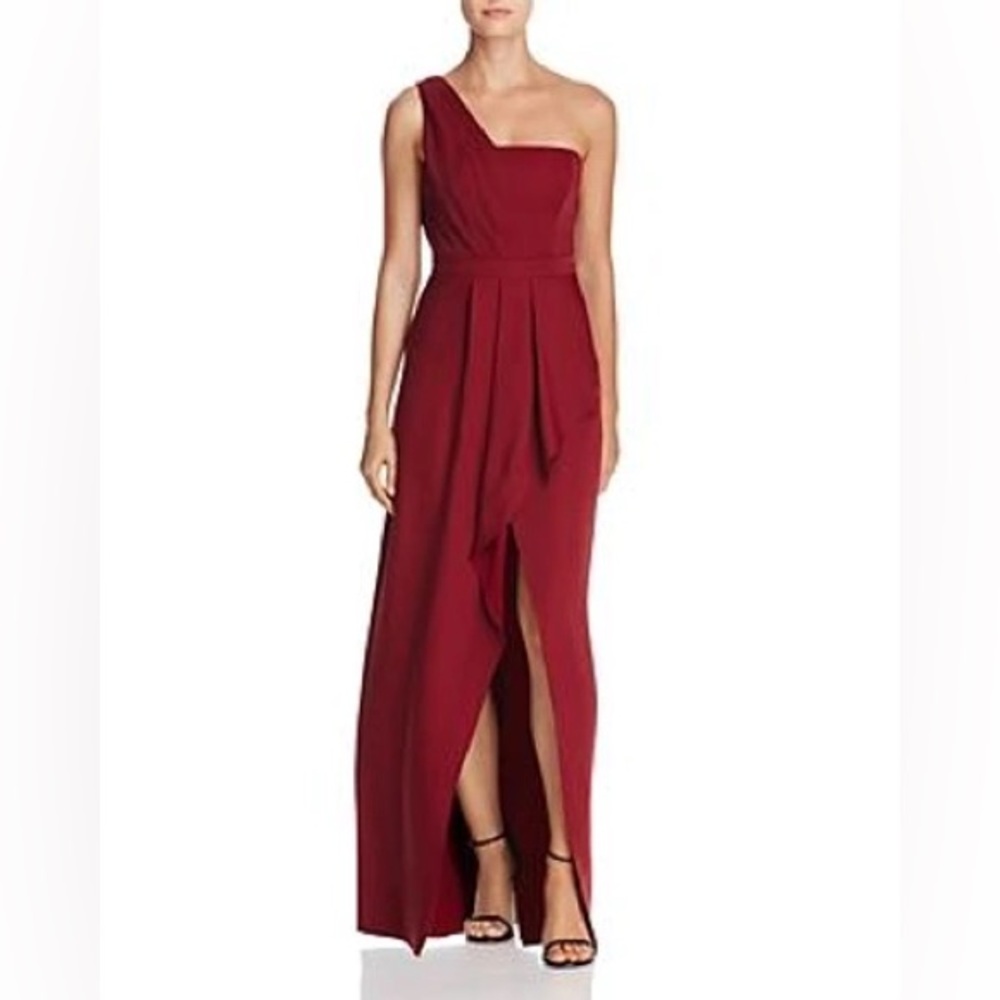 BCBGMAXAZRIA Kristine One-shoulder Gown In Burgundy Sz 6
